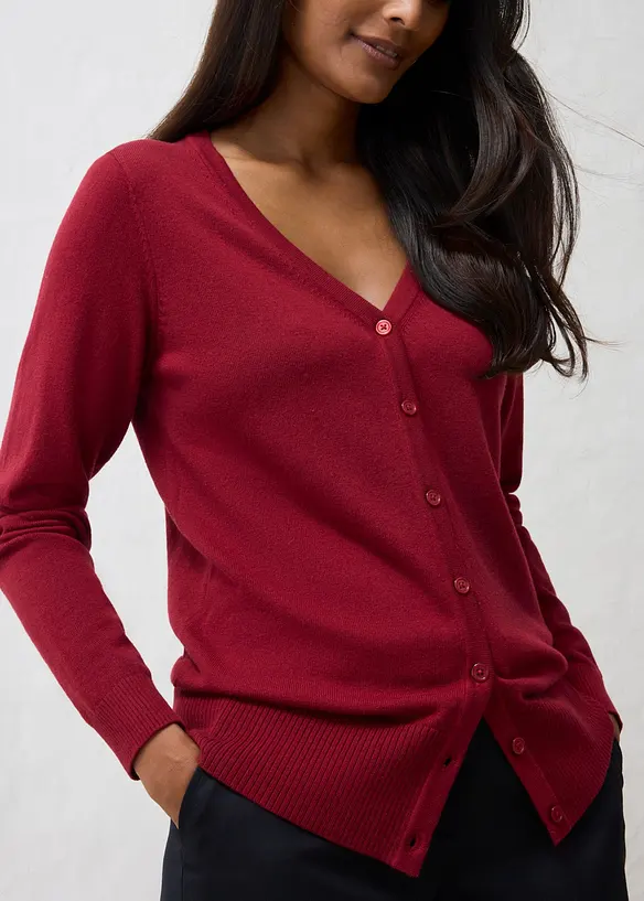 Finstrikket cardigan i myk ullmiks, bonprix