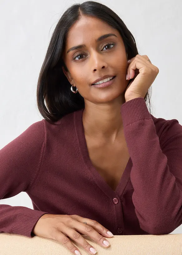 Finstrikket cardigan i myk ullmiks, bonprix