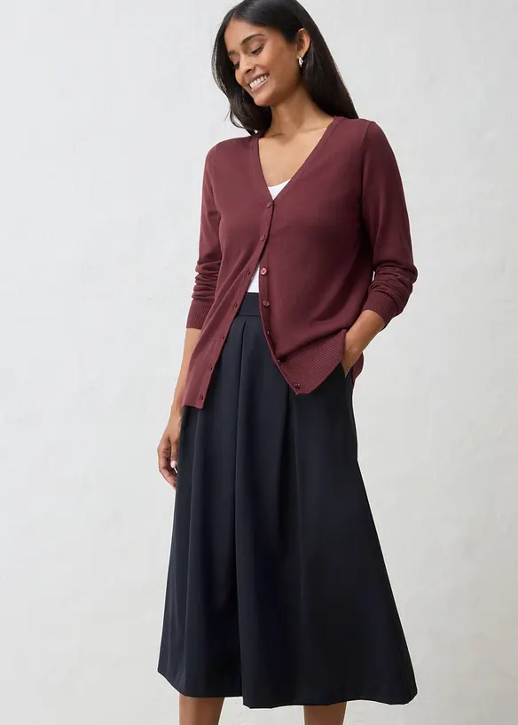 Finstrikket cardigan i myk ullmiks, bonprix