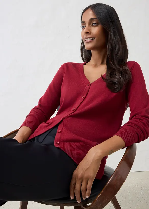 Finstrikket cardigan i myk ullmiks, bonprix