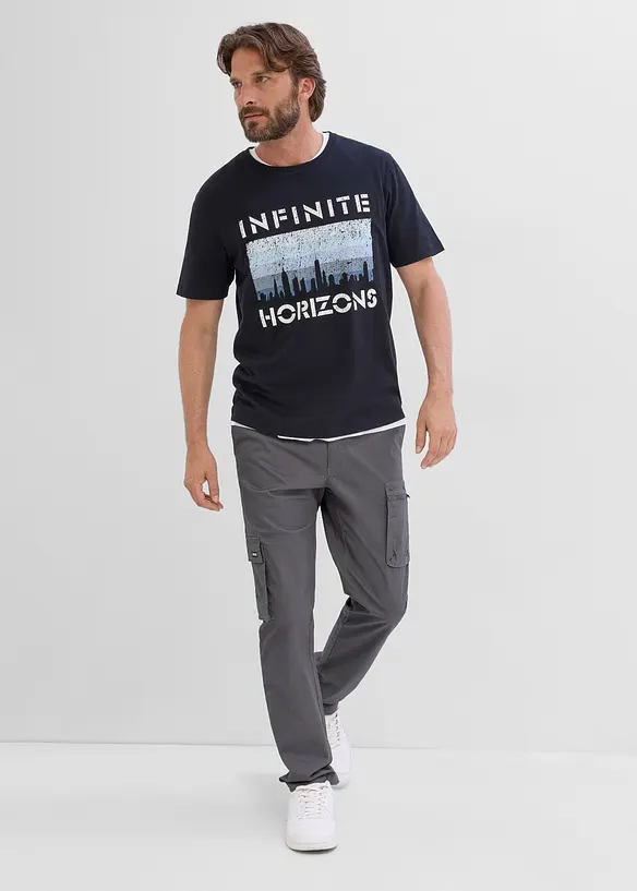 Regular fit bukse med stretch og mobillomme, straight, bonprix