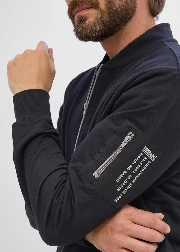 Sweat-bomberjakke i 100% &oslash;kologisk bomull, bonprix