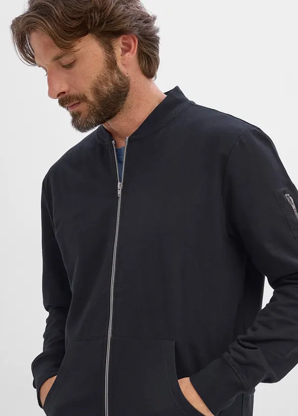 Sweat-bomberjakke i 100% &oslash;kologisk bomull, bonprix