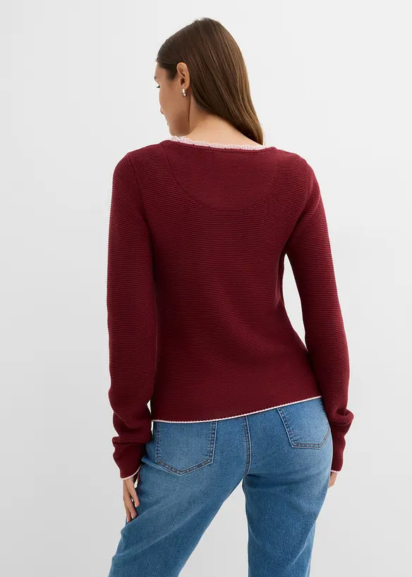 Pen strikkejakke i tyrolerstil med broderi, bonprix