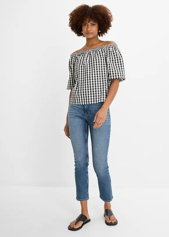 Off shoulder-bluse i 100% bomull, bonprix