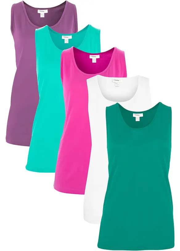 Lang topp i 100% bomull (5-pack), bonprix