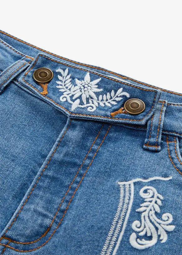 Bootcut-jeans i oktoberfeststil, Mid waist med broderi, bonprix
