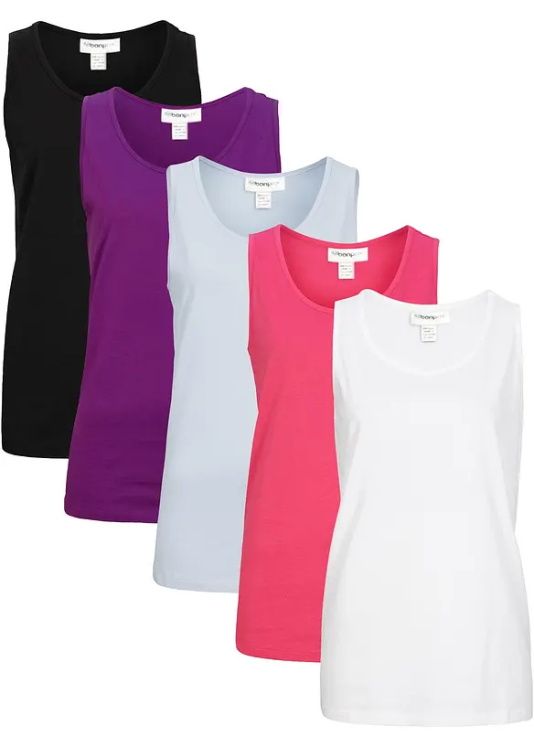 Lang topp i 100% bomull (5-pack), bonprix