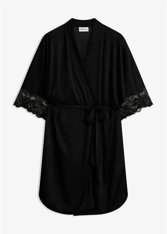 Satengkimono med blonder, bonprix
