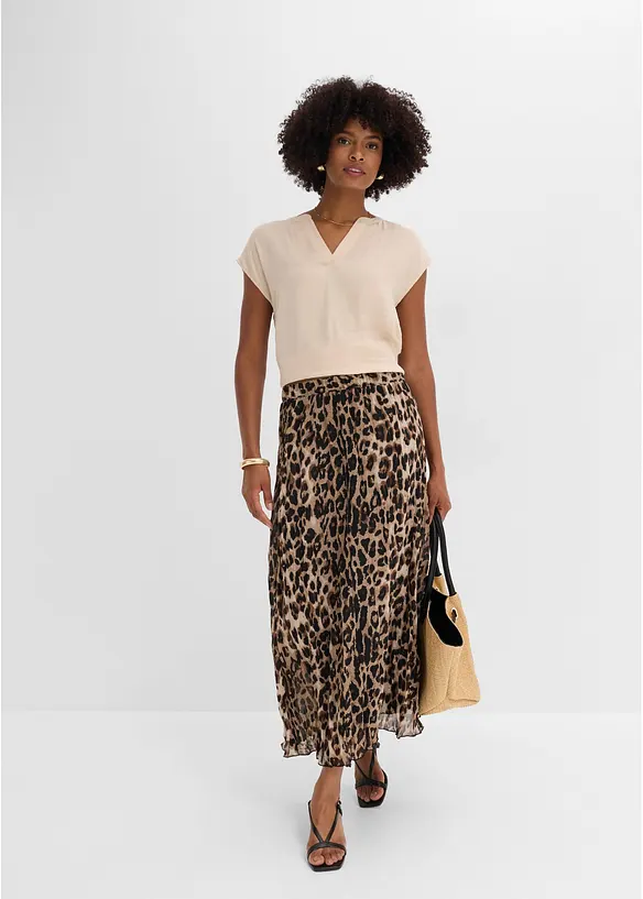 Krinklet skj&oslash;rt i chiffon, bonprix