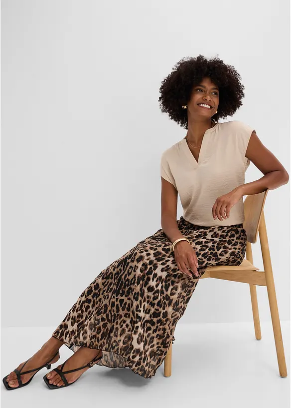 Krinklet skj&oslash;rt i chiffon, bonprix