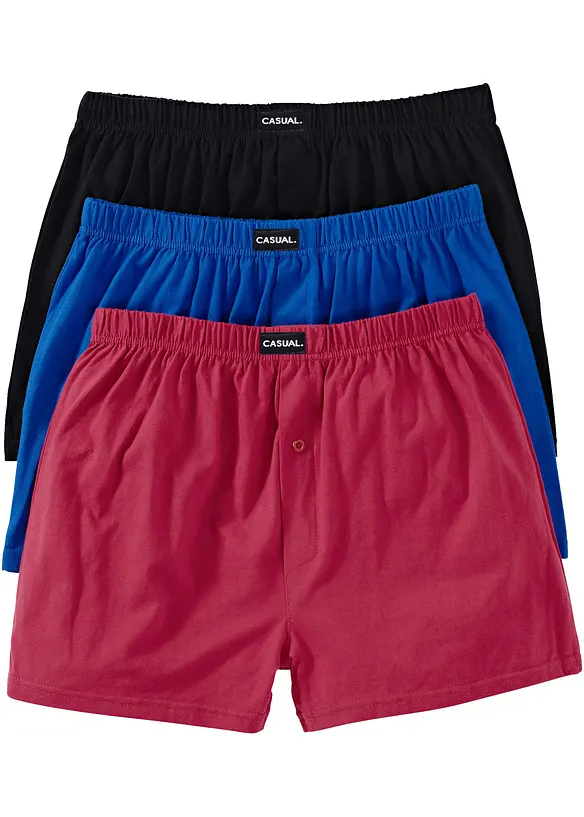 Vid boksershorts i bomullsjersey (3-pack), bonprix