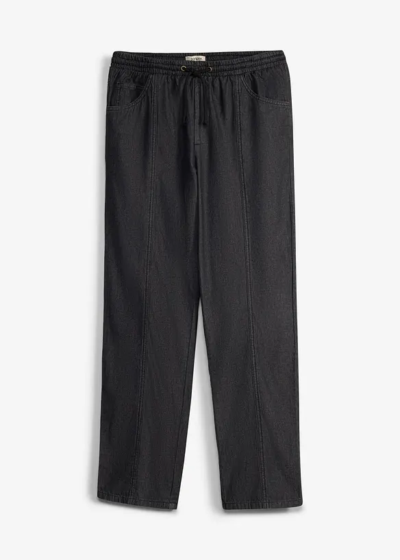 Pull on-bukse i lett materiale og Loose fit, Straight, bonprix