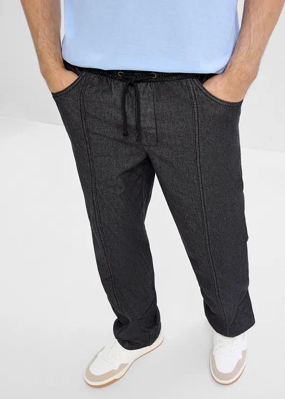 Pull on-bukse i lett materiale og Loose fit, Straight, bonprix