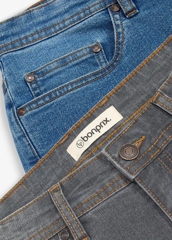 Regular Fit-jeans i lett denim, Straight (2-pack), bonprix