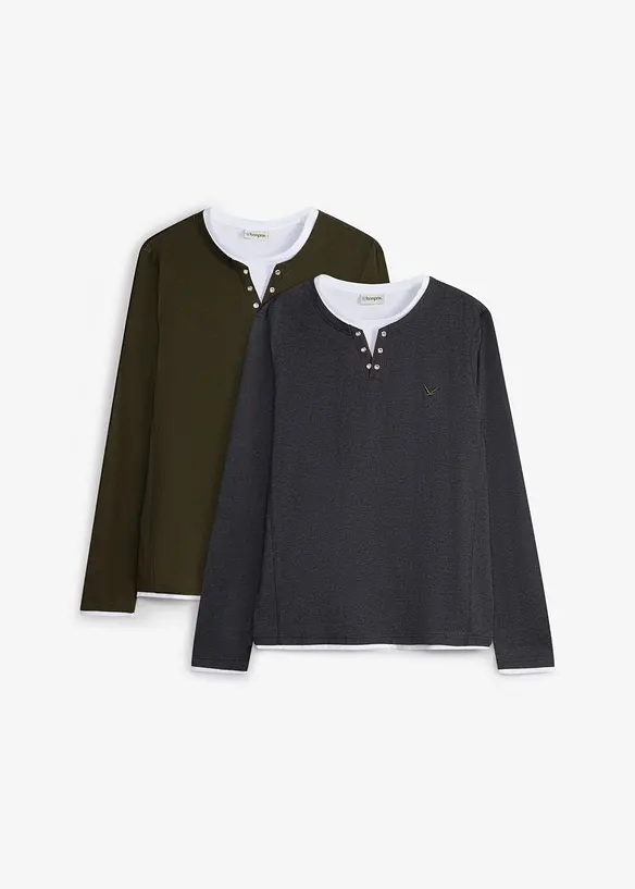 Langermet shirt (2-pack), bonprix