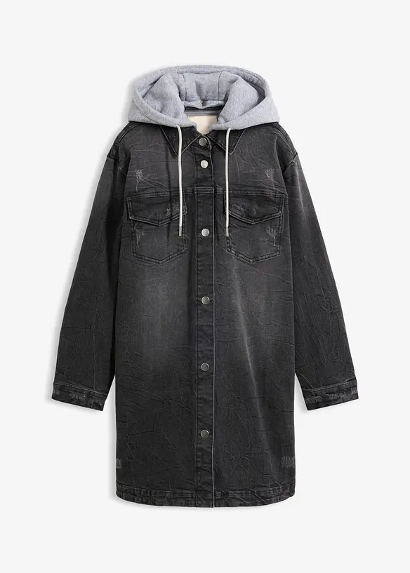 Denimjakke med hette, bonprix