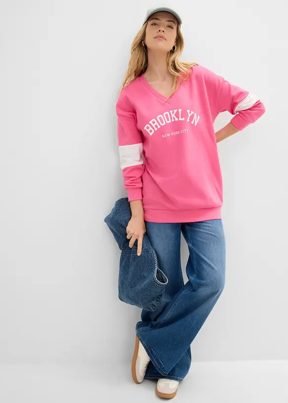 Oversized sweatshirt i bomullsmiks, bonprix