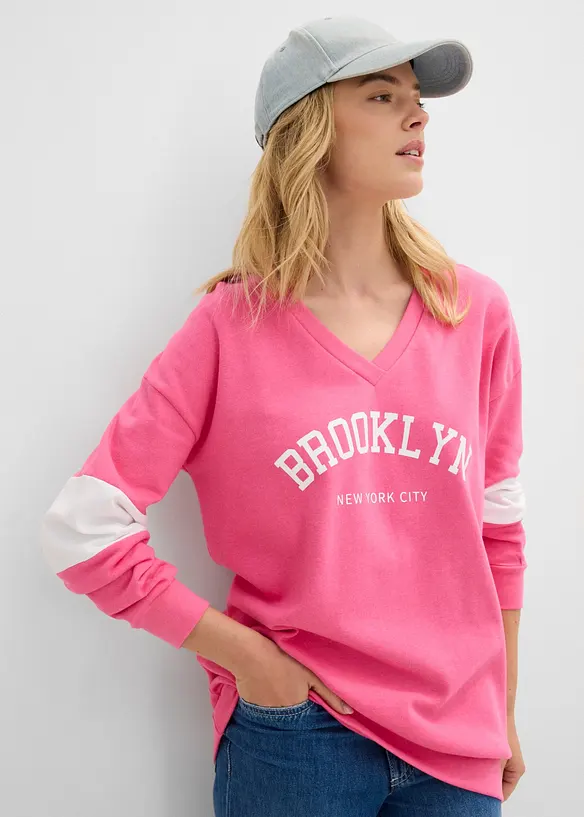 Oversized sweatshirt i bomullsmiks, bonprix