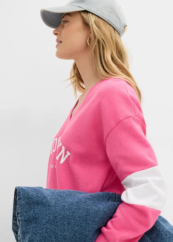 Oversized sweatshirt i bomullsmiks, bonprix