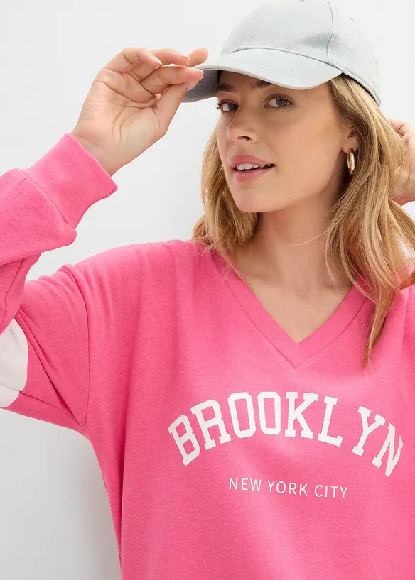 Oversized sweatshirt i bomullsmiks, bonprix