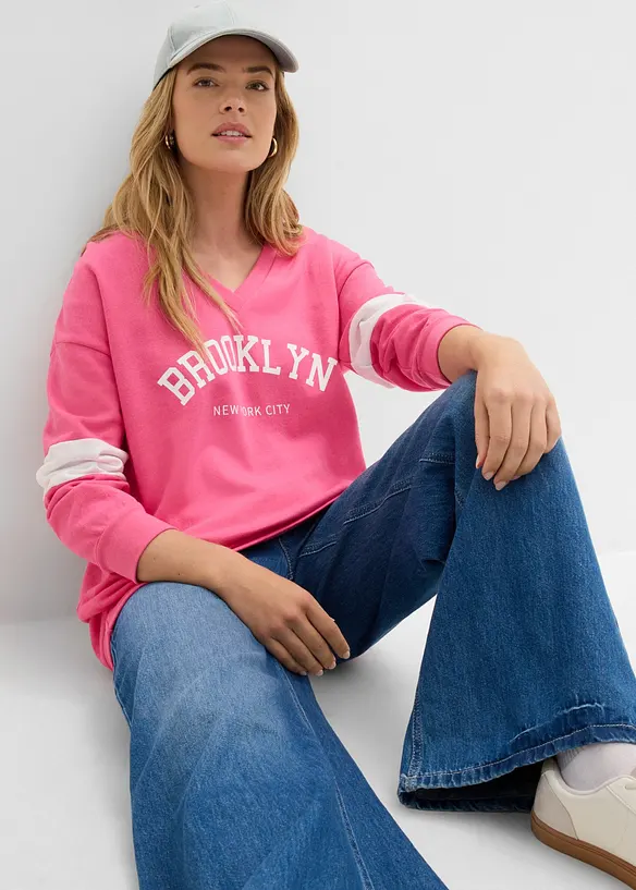 Oversized sweatshirt i bomullsmiks, bonprix