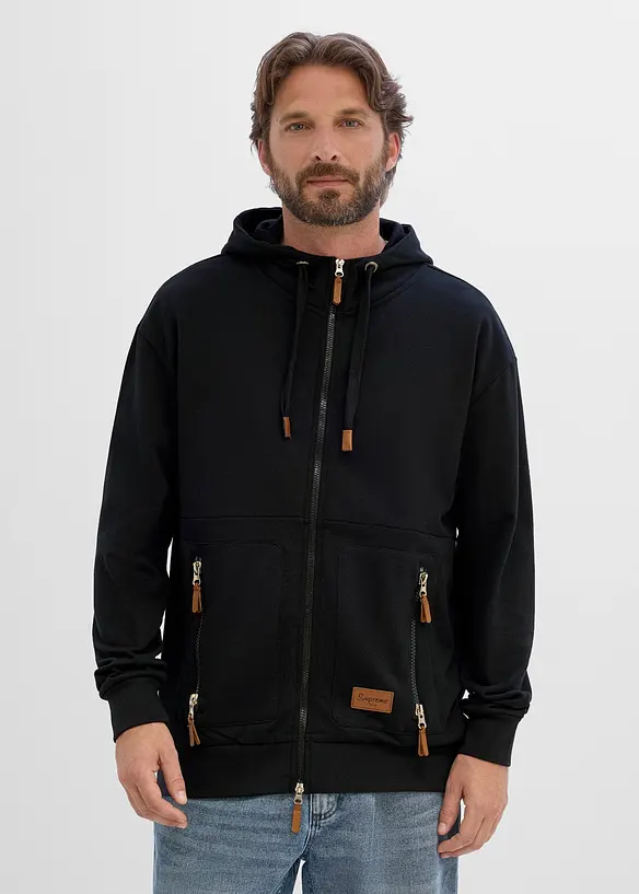 Hettejakke i myk bomullsmiks, Loose fit, bonprix