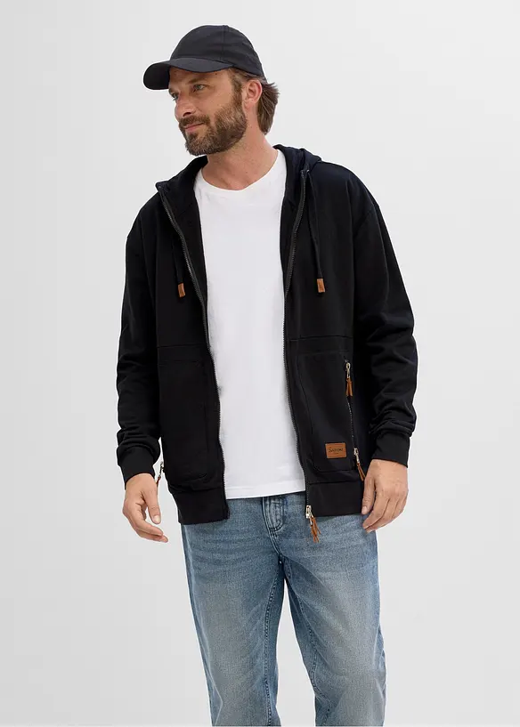 Hettejakke i myk bomullsmiks, Loose fit, bonprix