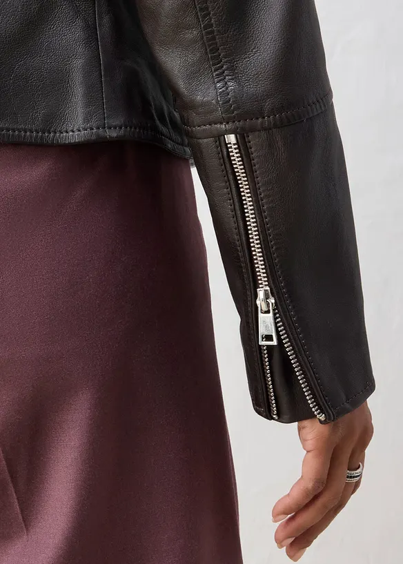 Bikerjakke i nappaskinn, bonprix