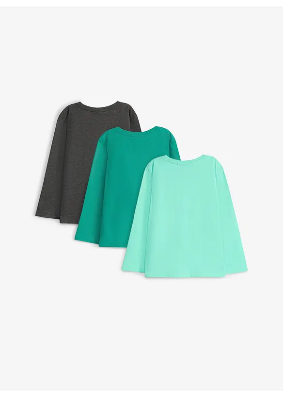 Langermet topp med &oslash;kologisk bomull (3-pack), bonprix
