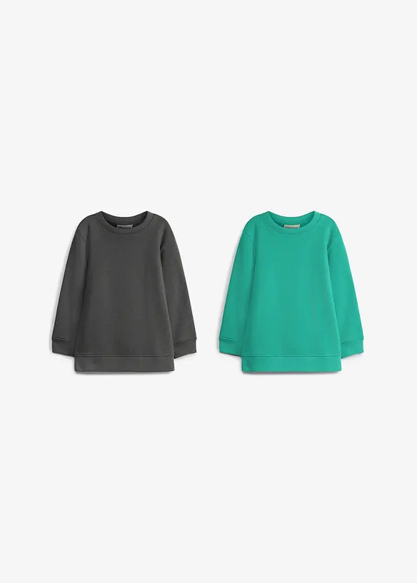 Sweatshirt i myk bomullsmiks (2-pack), bonprix