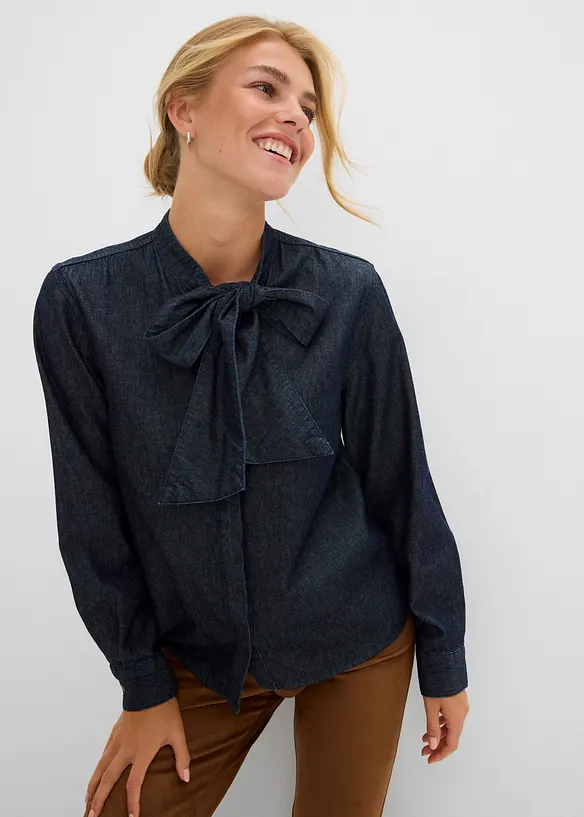 Denimbluse i 100% bomull, bonprix