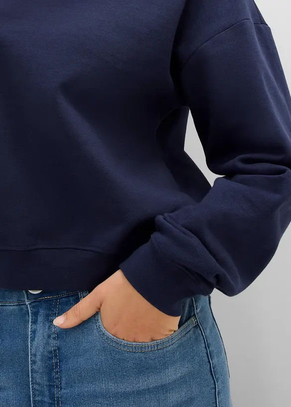 Kort sweatshirt i 100% &oslash;kologisk bomull, bonprix