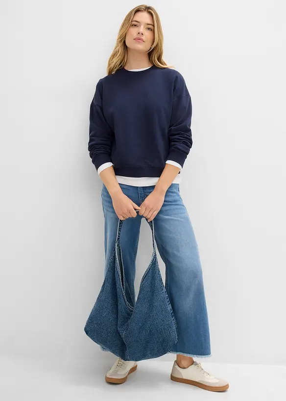 Kort sweatshirt i 100% &oslash;kologisk bomull, bonprix