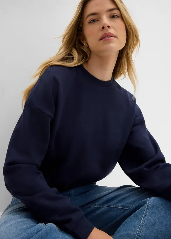 Kort sweatshirt i 100% &oslash;kologisk bomull, bonprix