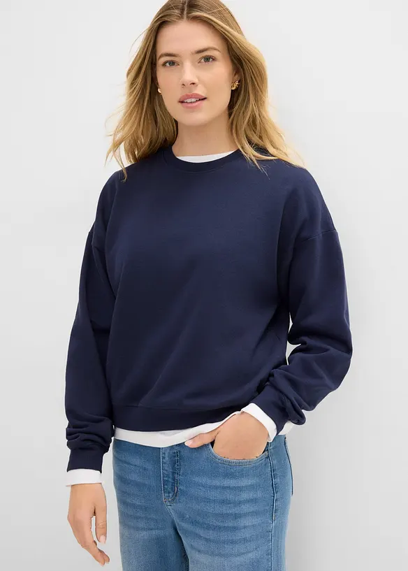Kort sweatshirt i 100% &oslash;kologisk bomull, bonprix