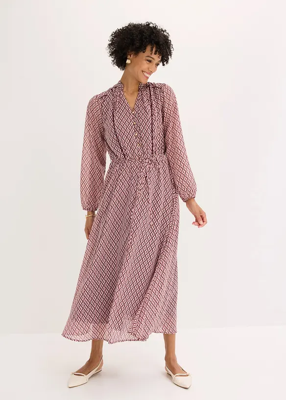 Chiffonkjole med kontrastpiping, bonprix
