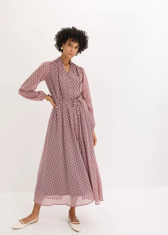 Chiffonkjole med kontrastpiping, bonprix