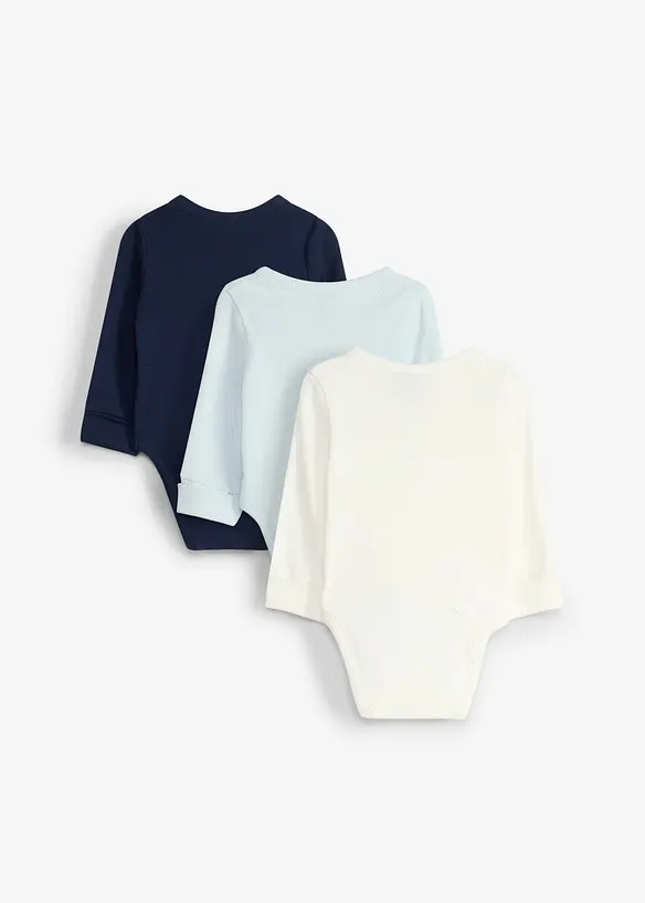 Langermet body i 100% bomull (3-pack), bonprix