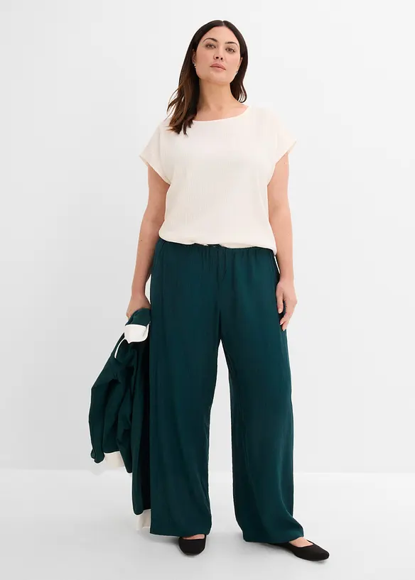 Pull on-bukse i strukturert viskosemiks, bonprix