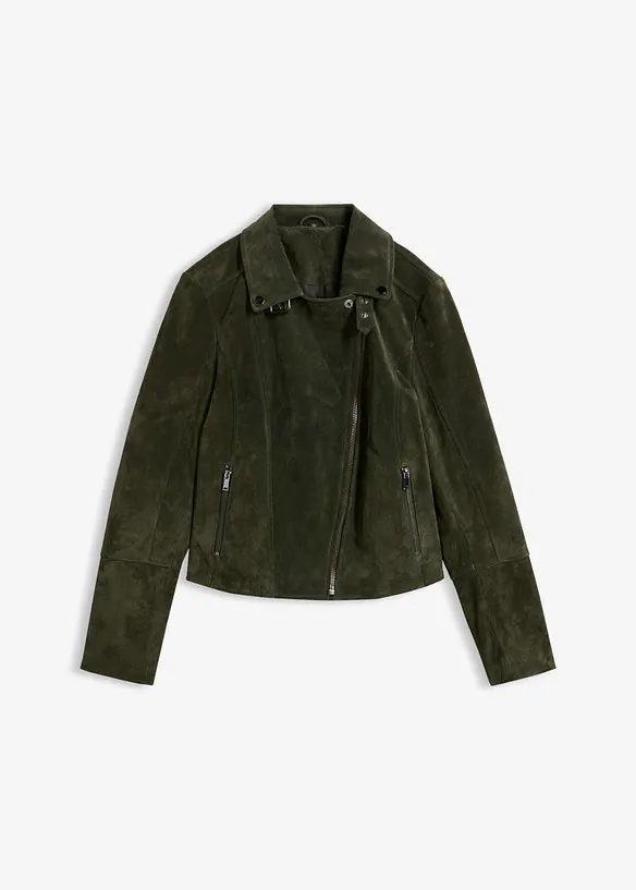 Bikerjakke i semsket skinn, bonprix