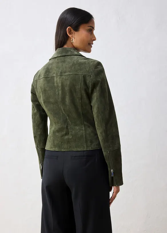 Bikerjakke i semsket skinn, bonprix