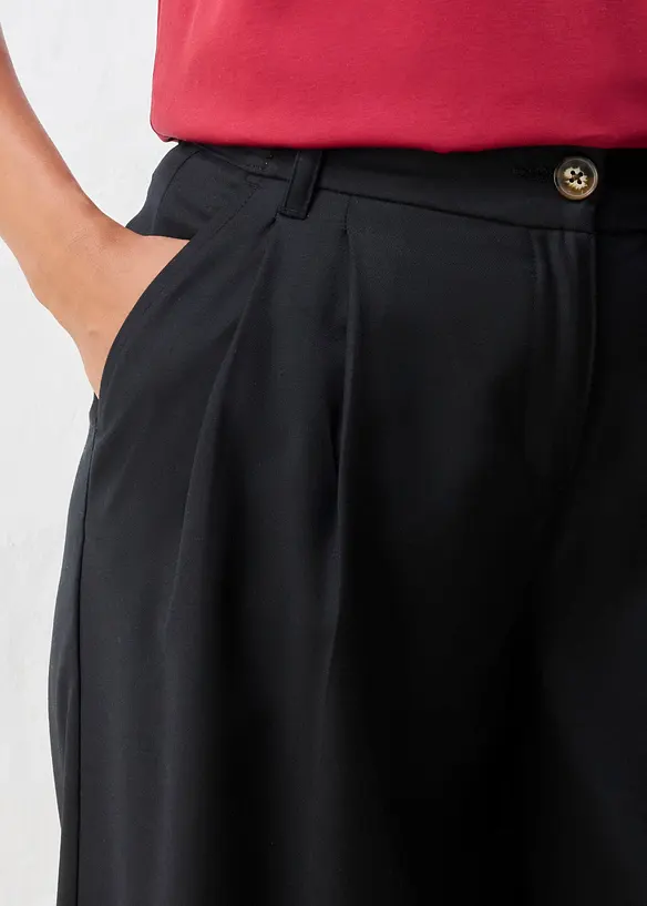 Vid bukse med legg i myk ullmiks, bonprix