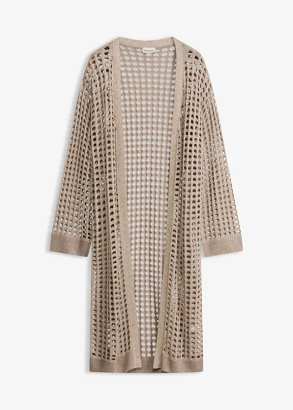 Strikket k&aring;pe med hullm&oslash;nster, bonprix