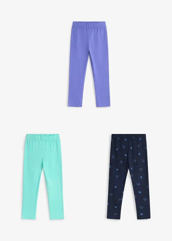 Leggings i elastisk, &oslash;kologisk bomullsmiks (3-pack), bonprix