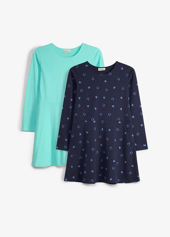 Jerseykjole i 100% &oslash;kologisk bomull (2-pack), bonprix