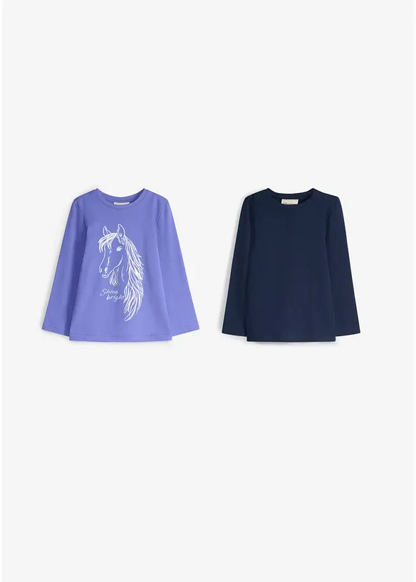 Langermet topp i 100% &oslash;kologisk bomull (2-pack), bonprix