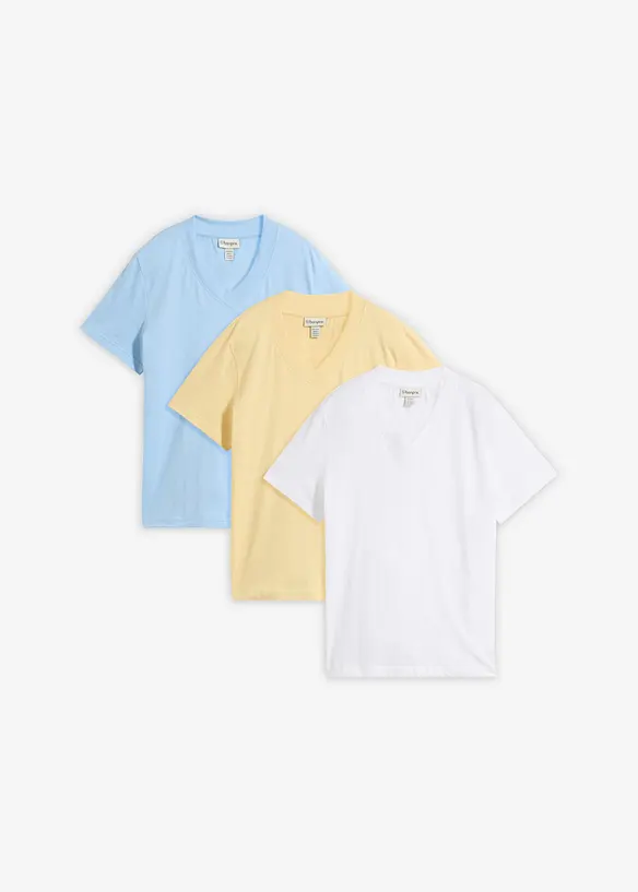 T-skjorte i 100% &oslash;kologisk bomull med V-hals (3-pack), bonprix