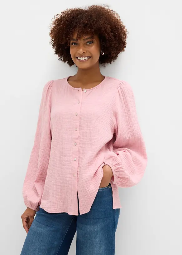 Oversized bluse i myk musselin, bonprix