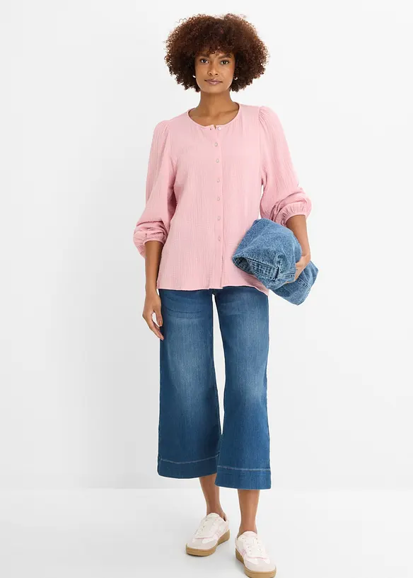 Oversized bluse i myk musselin, bonprix